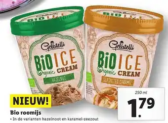 Lidl Gelatelli Bio Roomijs 250ml aanbieding