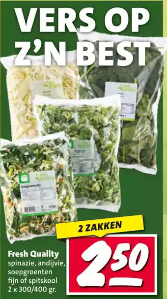 Nettorama Fresh Quality spinazie, andijvie, soepgroenten fijn of spitskool 2 x 300/400 gr. aanbieding