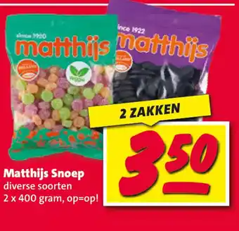 Nettorama Matthijs Snoep diverse soorten 2 x 400 gram, aanbieding