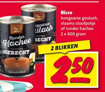 Nettorama Bicro hongaarse goulash, vlaams stoofpotje of runder hachee 2 x 400 gram aanbieding