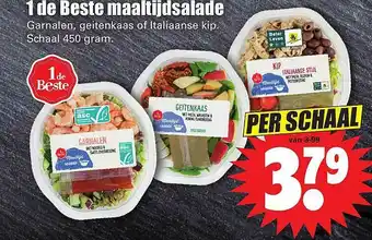 Dirk 1 De Beste Maaltijdsalade Garnalen, Geitenkaas Of Italiaanse Kip aanbieding