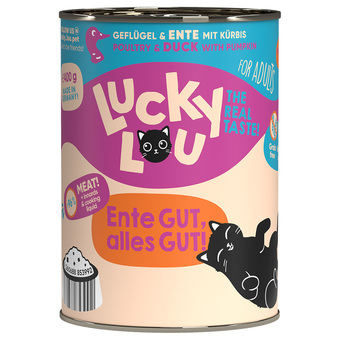 Zooplus 6x 400g lucky lou lifestage adult poultry & duck wet kattenvoer aanbieding