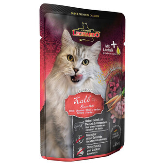 Zooplus 32x85g finest selection zakjes kalf & groente leonardo kattenvoer aanbieding
