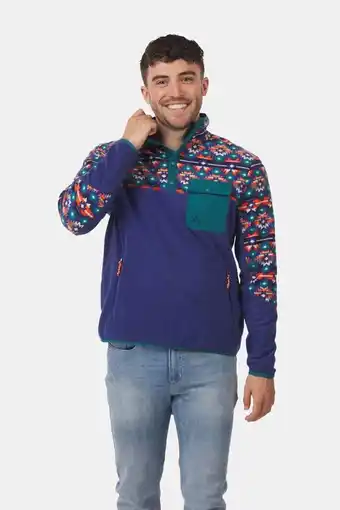 Bever Ayacucho fitzroy snap fleece pullover m fleecetrui blauw aanbieding