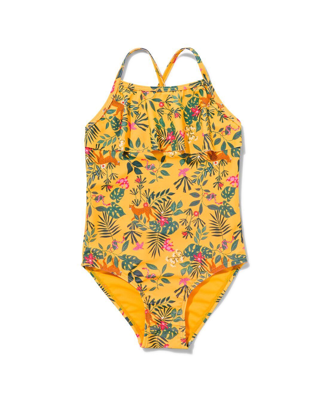Hema kinder badpak met ruffle (geel) aanbieding bij HEMA