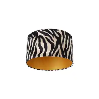 fonQ Qazqa lampenkap cilinder velours - zebra print - klassiek | antiek - d aanbieding