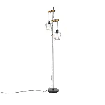 fonQ Qazqa vloerlamp stronk - zwart - landelijk - l 34.5cm aanbieding