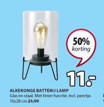 Jysk Alkekonge batterij lamp aanbieding