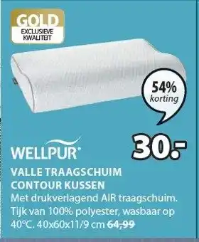 Jysk Wellpur valle traagschuim contour kussen aanbieding