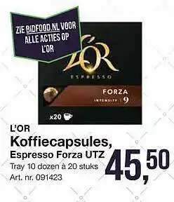 Bidfood L'Or Koffiecapsules, Espresso Forza UTZ aanbieding