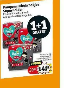 Kruidvat Pampers Luierbroekjes Superhelden 1+1 Gratis aanbieding