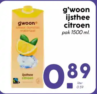 MCD Supermarkt g'woon ijsthee citroen pak 1500 ml. aanbieding