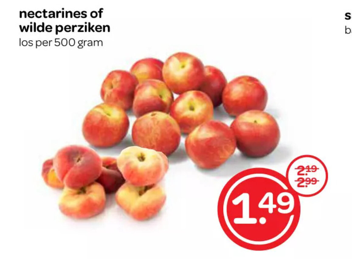 nectarines of wilde perziken los per 500 gram aanbieding bij Spar