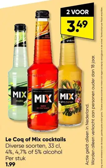 Big Bazar Le Coq of Mix cocktails aanbieding