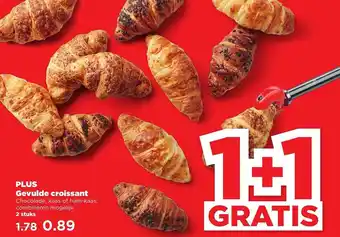 PLUS Plus Gevulde Croissant Chocolade, Kaas Of Ham-Kaas 1+1 Gratis aanbieding