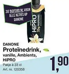 Bidfood Danone Proteïnedrink, Vanille, Ambients, HiPRO aanbieding