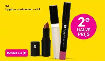 DA Lipgloss, -potlood en -stick aanbieding