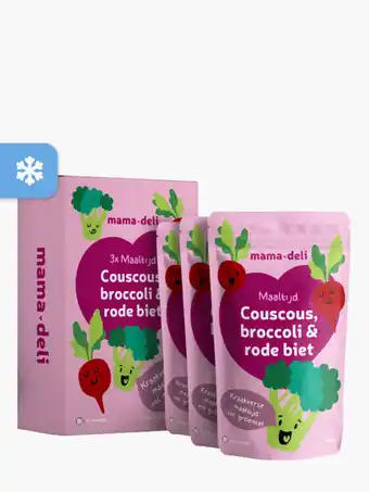 Flink Mama deli 8+ maaltijd couscous, broccoli & rode biet 3x150g aanbieding