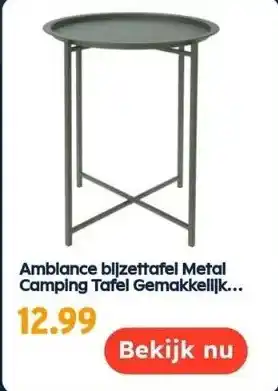 Ochama Ambiance bijzettafel metal camping tafel gemakkelijk op te vouwen eenvoudige klaptafel 46x52cm mattegroen aanbieding