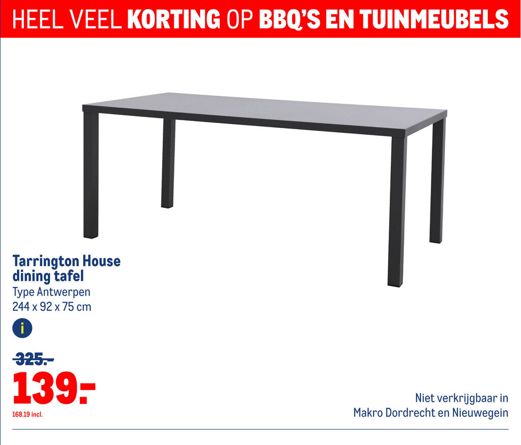 Tarrington House dining tafel Type Antwerpen 244 x 92 x 75 cm