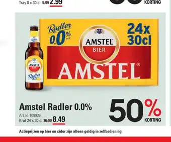 Sligro Amstel Radler Wit 0.0% Krat 24 x 30 cl aanbieding