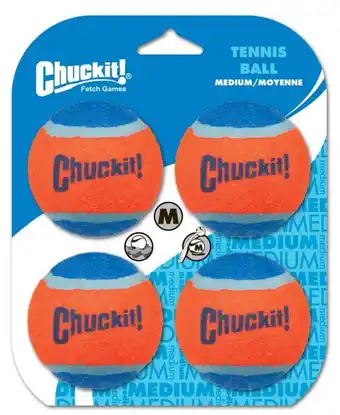 Welkoop Chuckit tennisbal - hondenspeeltje - oranje/blauw medium 4 stuks aanbieding