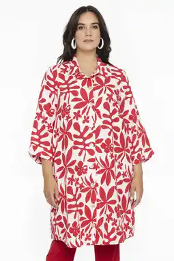 Wehkamp Yoek gebloemde linnen blouse rood/wit aanbieding