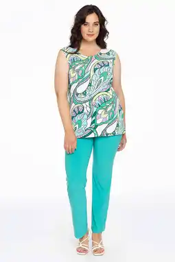 Wehkamp Yoek top dolce van travelstof met all over print wit/turquoise aanbieding