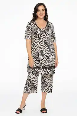 Wehkamp Yoek tuniek dolce van travelstof met zebraprint ecru/zwart aanbieding