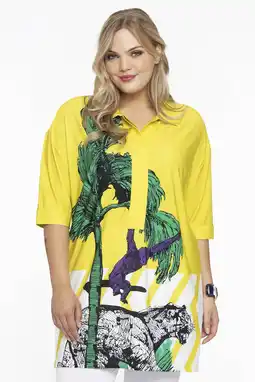 Wehkamp Yoek tuniek van travelstof dolce met all over print geel/groen/wit aanbieding