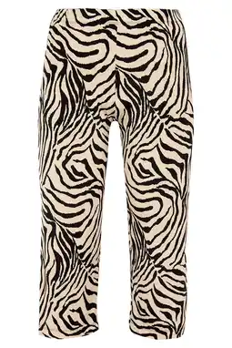 Wehkamp Yoek straight fit broek dolce van travelstof met zebraprint ecru/zwart aanbieding