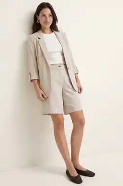 Wehkamp Vero moda loose fit blazer vmjesmilo met linnen beige aanbieding