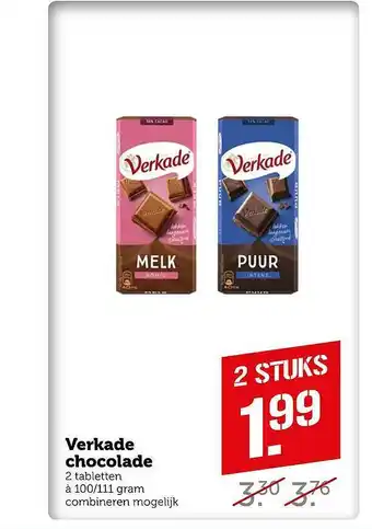 Coop Verkade Chocolade 100/111g aanbieding