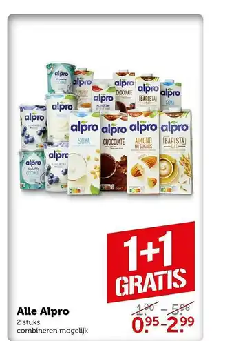 Coop Alle Alpro 1+1 Gratis aanbieding