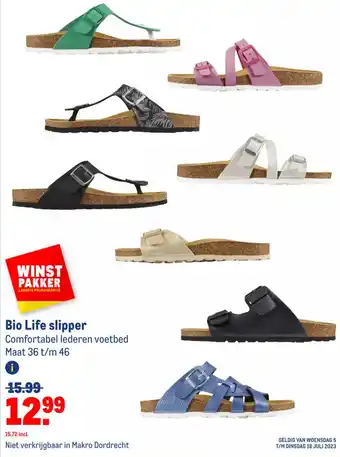 Makro Bio Life slipper Comfortabel lederen voetbed Maat 36 t/m 46 aanbieding