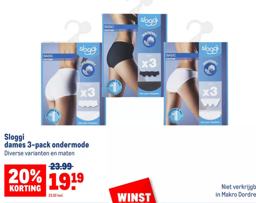 Sloggi Dames midi 2-pack wit maat 42 bestellen | Albert Heijn