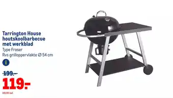 Makro Tarrington House houtskoolbarbecue met werkblad Type Fraser Rvs grilloppervlakte Ø 54 cm aanbieding