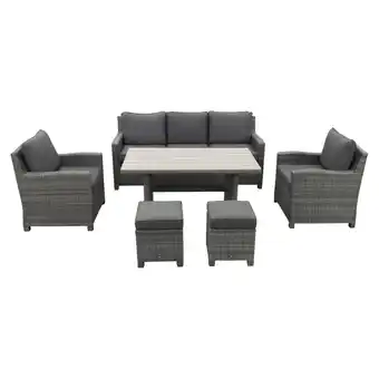 Blokker Vdg delta lounge diningset - 6 delig- organic grey aanbieding