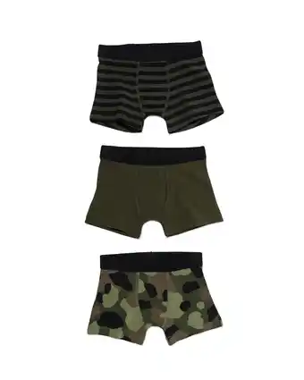 HEMA Hema kinderboxers katoen stretch camo - 3 stuks (groen) aanbieding