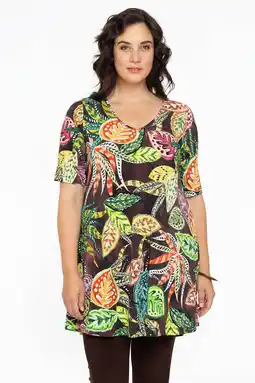 Wehkamp Yoek tuniek dolce van travelstof met all over print bruin/geel/groen aanbieding