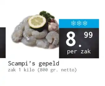 Naanhof Scampi's gepeld zak 1 kilo (800 gr. netto) aanbieding