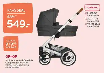 Prenatal Mutsy Nio North Grey Complete Set Inclusief Frame, Reiswieg, Zitting En Zonnekap aanbieding