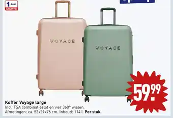 ALDI Koffer Voyage large Incl. TSA combinatieslot en vier 360° wielen. Afmetingen: ca. 52x29x76 cm. Inhoud: 114 l. aanbieding