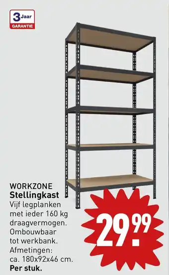 ALDI WORKZONE Stellingkast 180x92x46 cm. aanbieding