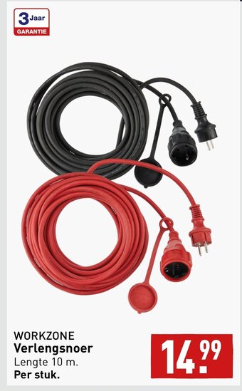 ALDI WORKZONE Verlengsnoer Lengte 10 m. aanbieding