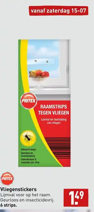 ALDI PRITEX Vliegenstickers Lijmval voor op het raam. Geurloos en insecticidevrij. 6 strips. aanbieding