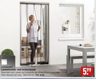 ALDI LIVINGART Lamellenhor met klittenband 100x220 cm aanbieding
