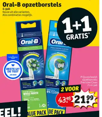 Kruidvat Oral-B Opzetborstels 4-pack 1+1 aanbieding