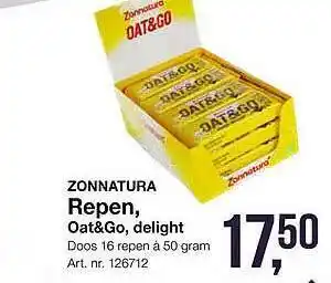 Bidfood Zonnatura repen, aat&go delight 50 gram aanbieding