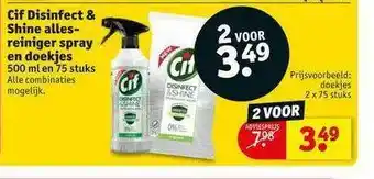 Kruidvat Cif disinfect & shine allesreiniger spray en doekjes aanbieding